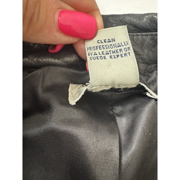 Ann Taylor Black Leather Jacket Womens S Minimal Chic Moto Style Layer Downtown - Picture 16 of 16